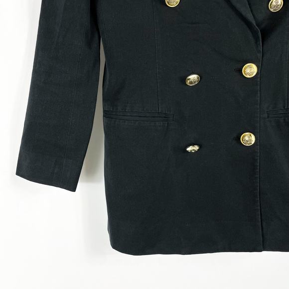 Derek Lam 10 Crosby Walter Blazer Black Gold Buttons Double Breasted Sz 4 - Picture 9 of 14